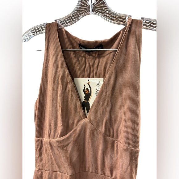 Naked Wardrobe Womens All Snatched Bustier Ribbed Brown Jumpsuit - Picture 4 of 7